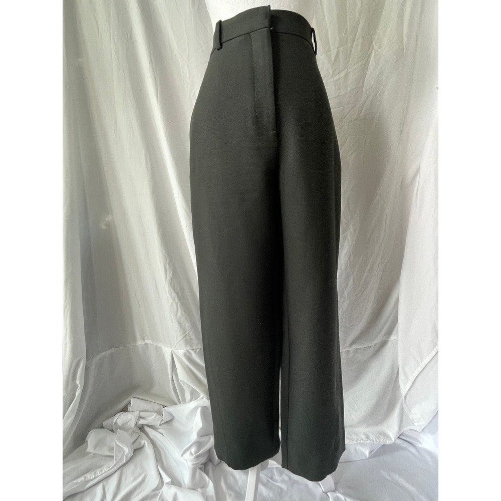 COS Wide Leg High Rise Trousers Black Adjustable Waist Business Casual Size 12